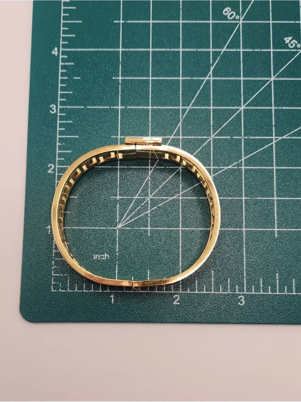 18k Gold Plated Stainless Steel Greek Key Black Enamel Bangle Bracelet Jewelry